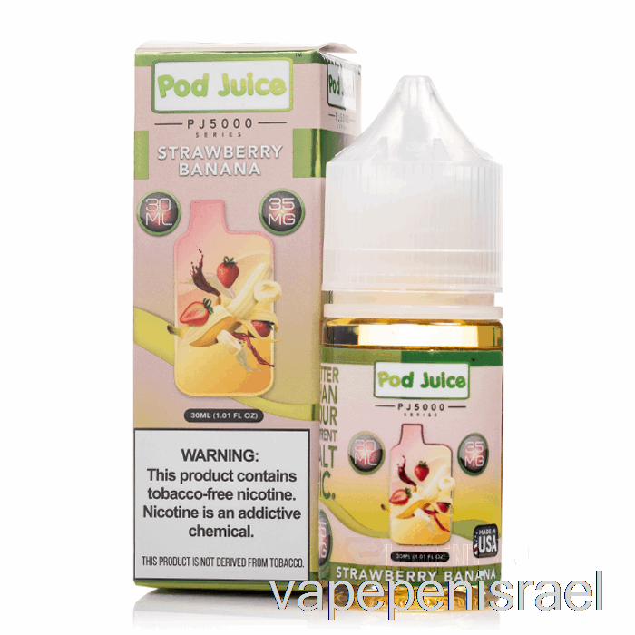 Vape ישראל תות בננה חד פעמי - מיץ תרמילים Pj5000 - 30 מ"ל 55 מ"ג